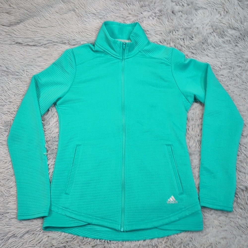 Adidas Sweatshirt Womens S Golf Athletic Active Pockets Thumb Hole Zip Up